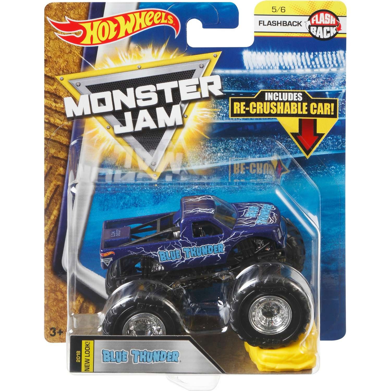 Машина Hot Wheels Monster Jam 1:64 Flashback Синий Гром в новом дизайне FLX14 21572 - фото 2