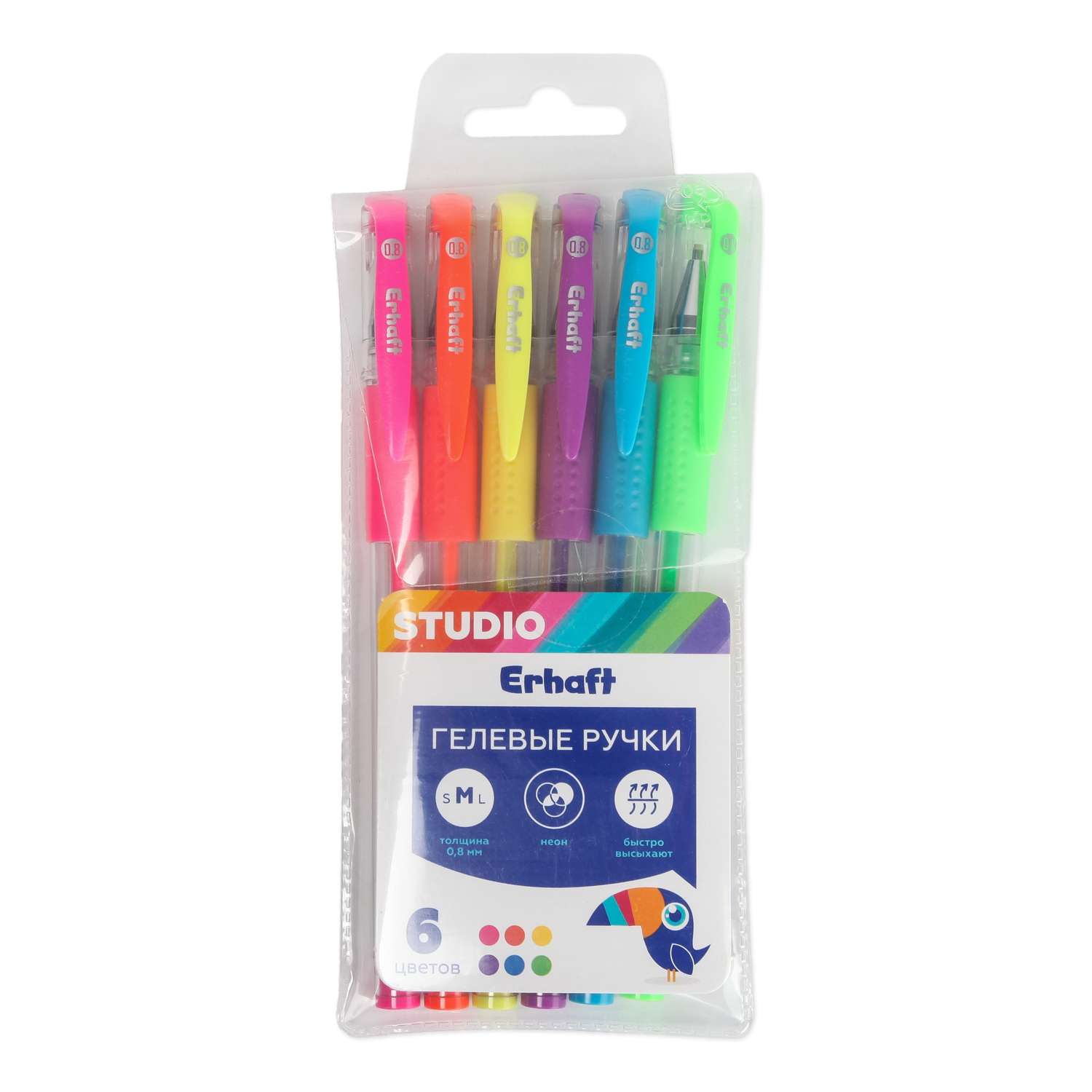 Ручки гелевые Erhaft неоновые 6 цветов MP55747 - фото 1