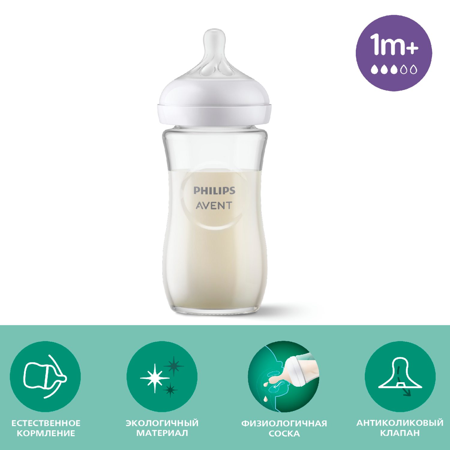 Бутылочка для кормления PHILIPS AVENT SCY933/01 NATURAL Response стекло 240 мл