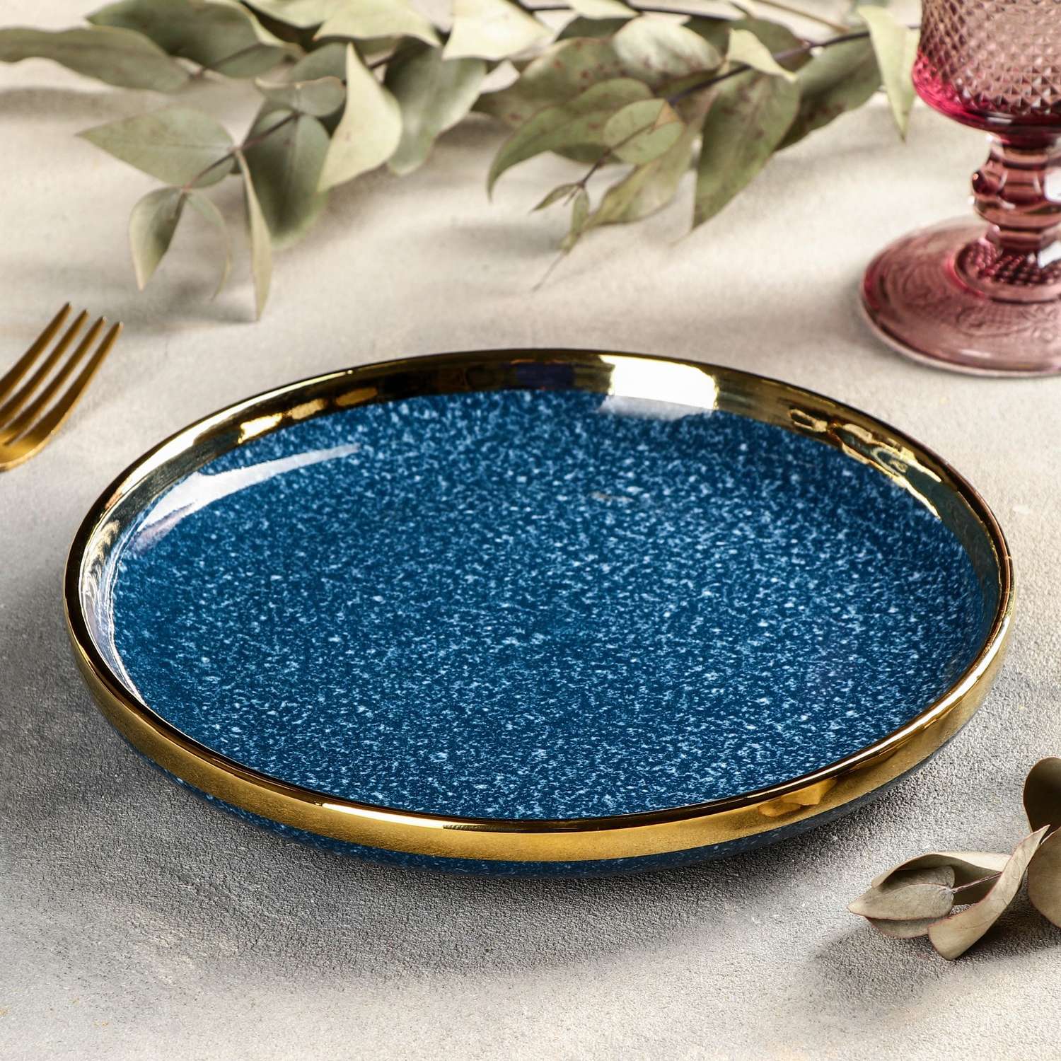 Тарелка Sima-Land керамическая десертная «Ночное небо» d=21 см цвет синий - фото 2