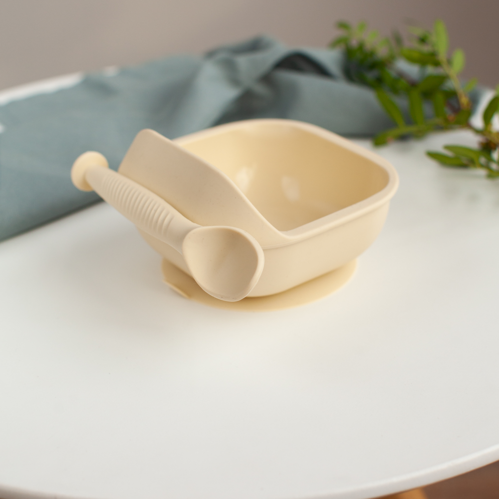 Набор детской посуды iSюминка Силиконовая тарелка на присоске и ложка Молочная - фото 10