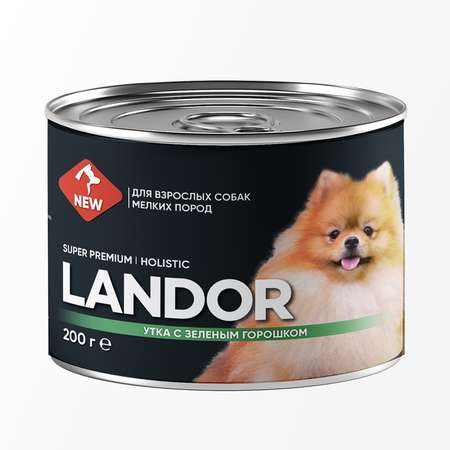Корм для собак Landor 0.2кг мелких пород утка с зеленым горошком ж/б
