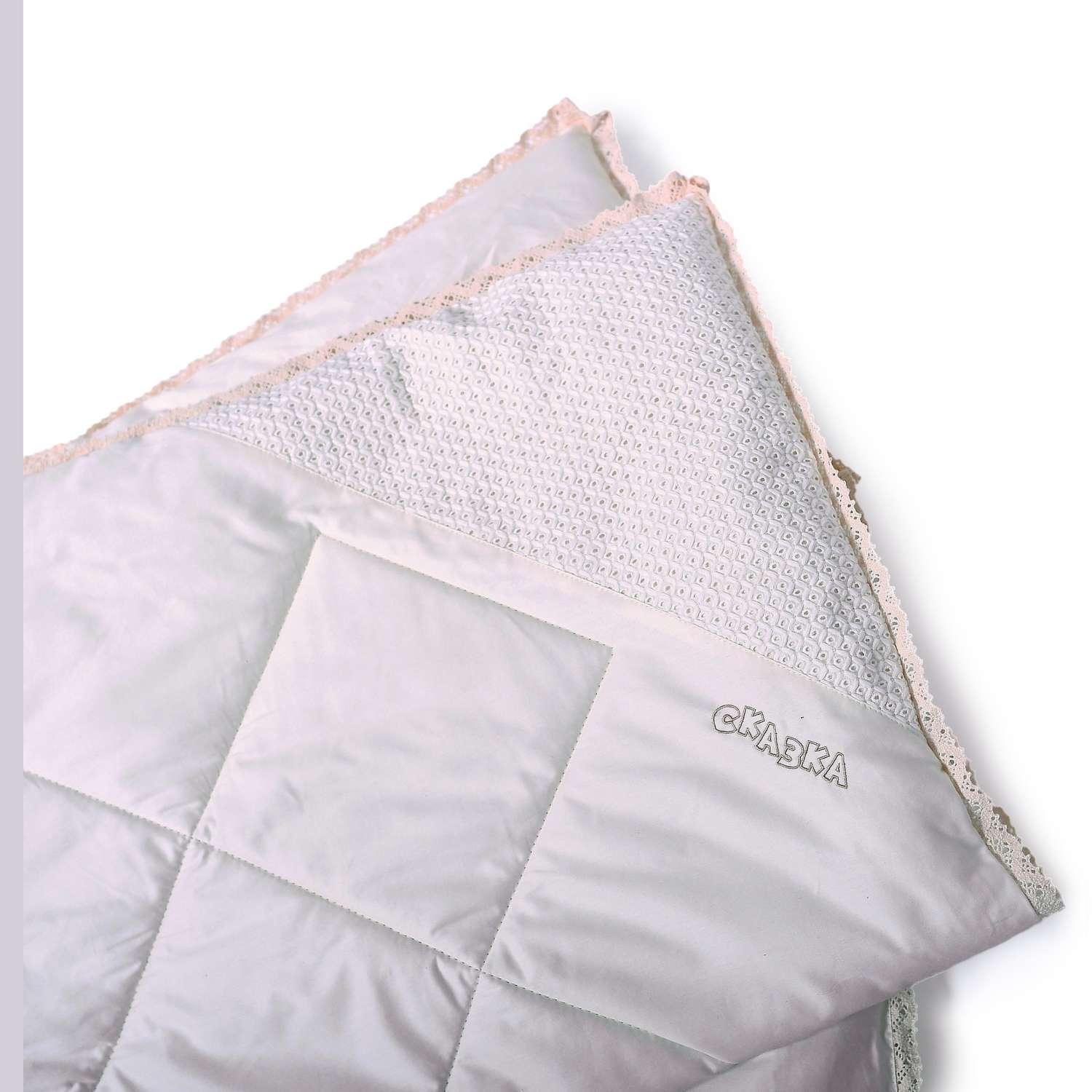 Одеяло BelPol цвет экрю кружевной кант уголок из узорной ткани - фото 2