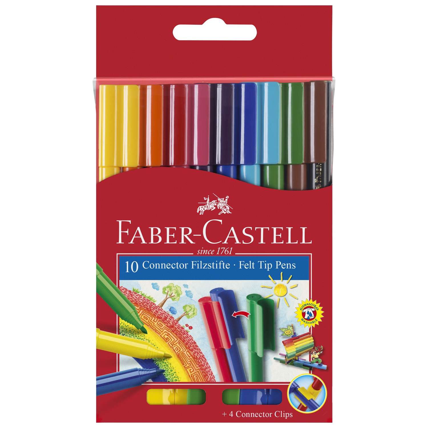 Фломастеры Faber Castell Connector смываемые 10цветов 155510 - фото 1