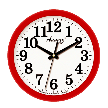 Часы настенные АлмазНН круглые красные 28.5 см
