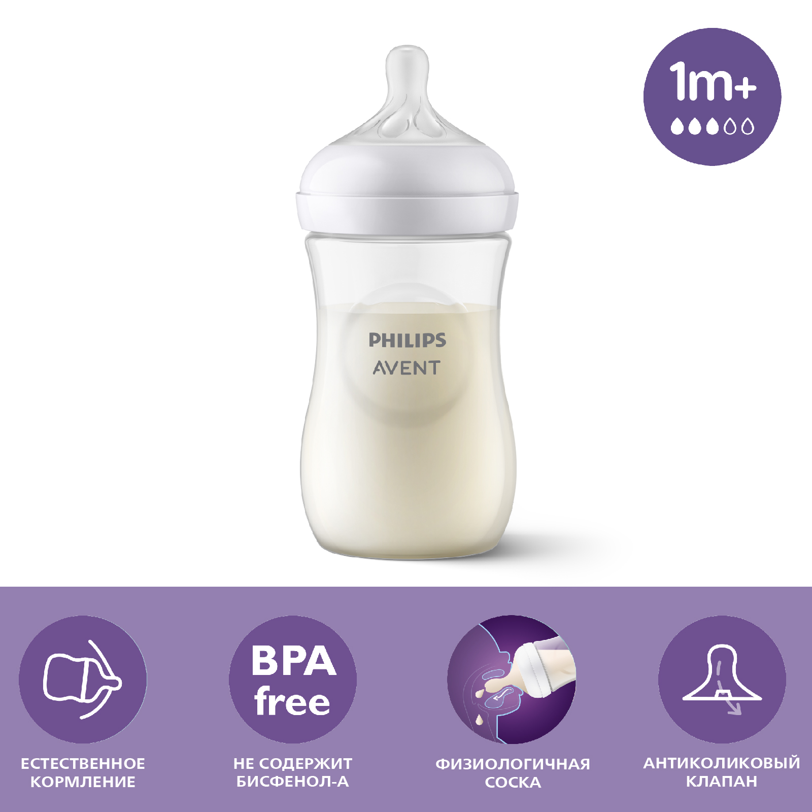 Бутылочка для кормления Philips Avent Natural Response 260мл с 1месяца  SCY903/01