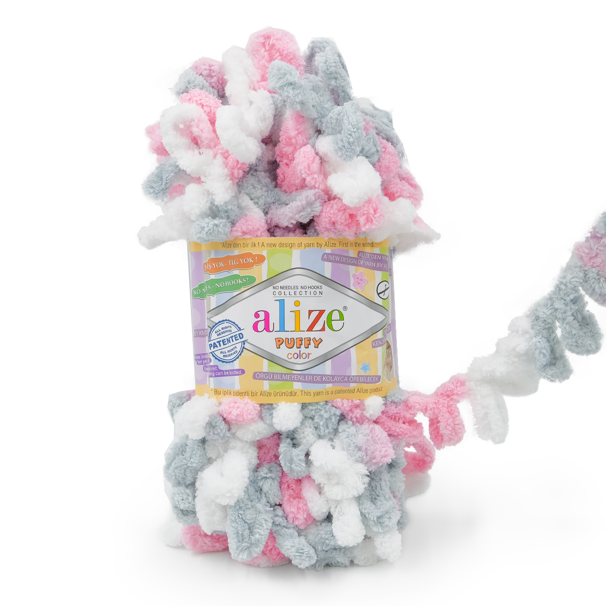 Пряжа для вязания Alize puffy color 100 г 9 м микрополиэстер плюшевая мягкая 6370 секционный 5 мотков - фото 10