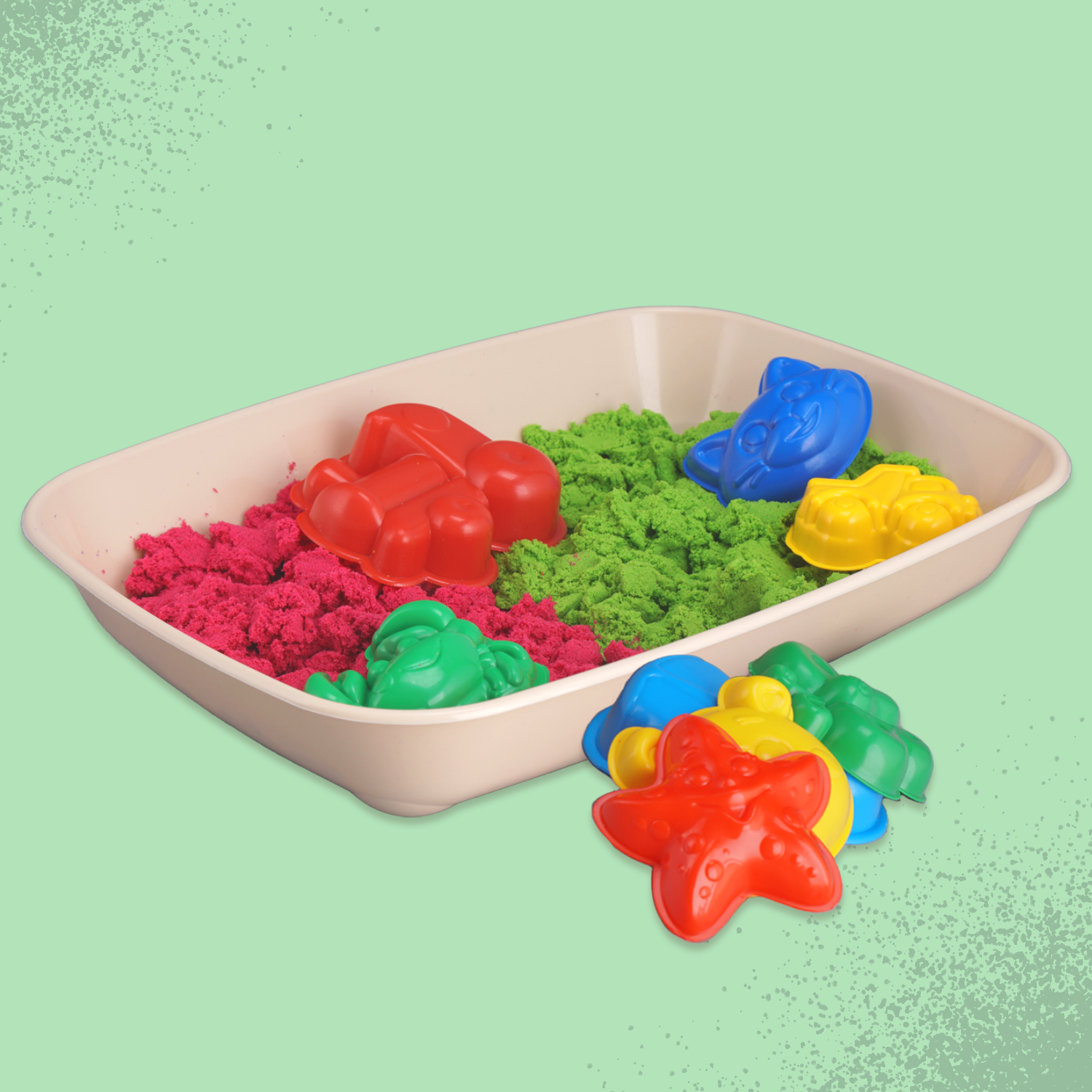 Песок для лепки LORI разноцветный кинетический для творчества с песочницей и формочками - фото 1