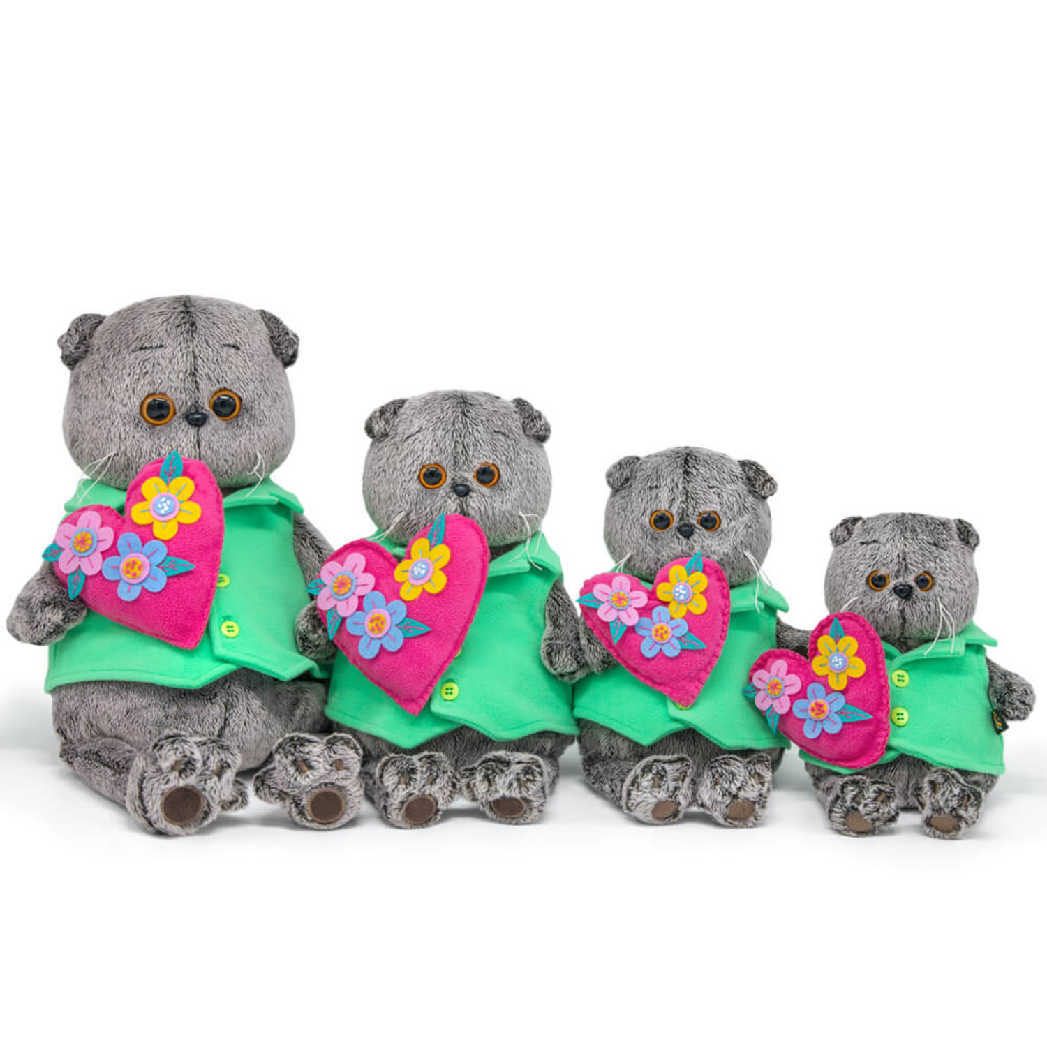 Мягкая игрушка BUDI BASA Кот Басик с сердцем в цветочек 22 см BB008 - фото 5