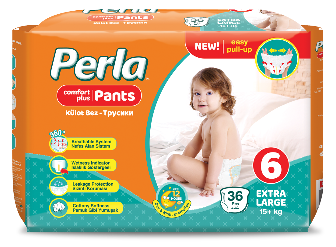 Подгузники-трусики Perla CP PANTS Extra Large 36 шт 15+ кг - фото 1