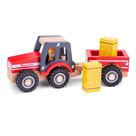 Трактор игрушечный New Classic Toys с прицепом сено