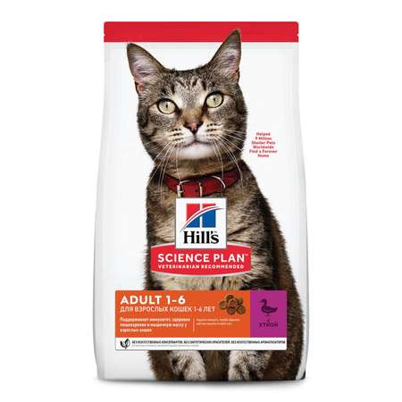 Корм сухой для кошек HILLS 1,5кг Science Plan с уткой