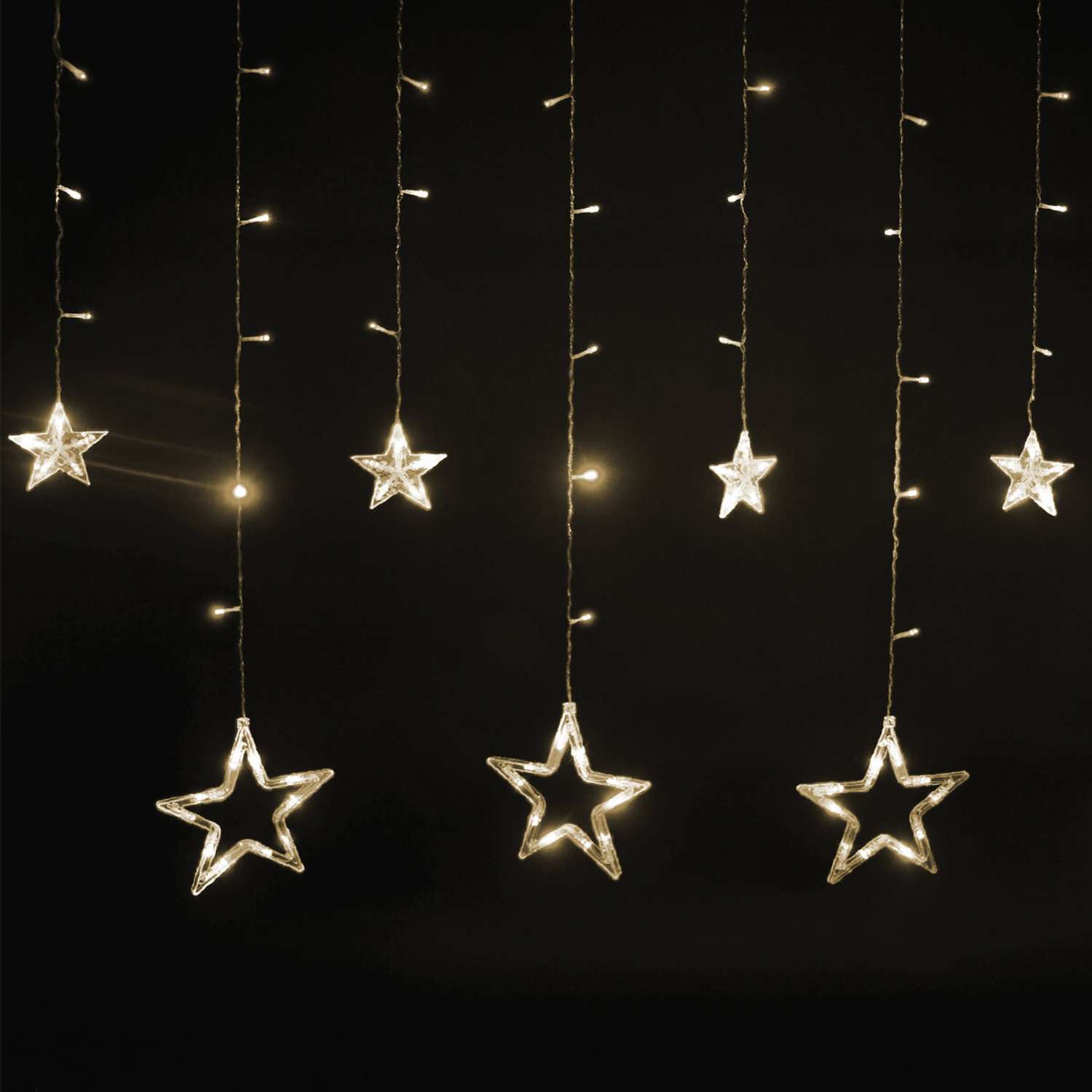 Электрогирлянда светодиодная Золотая сказка новогодняя Звезды занавес на окно 3х1 м - фото 3