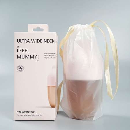Бутылочка антиколиковая HEORSHE Ultra Wide Neck Baby Bottle от 6 месяцев 240 мл розовая