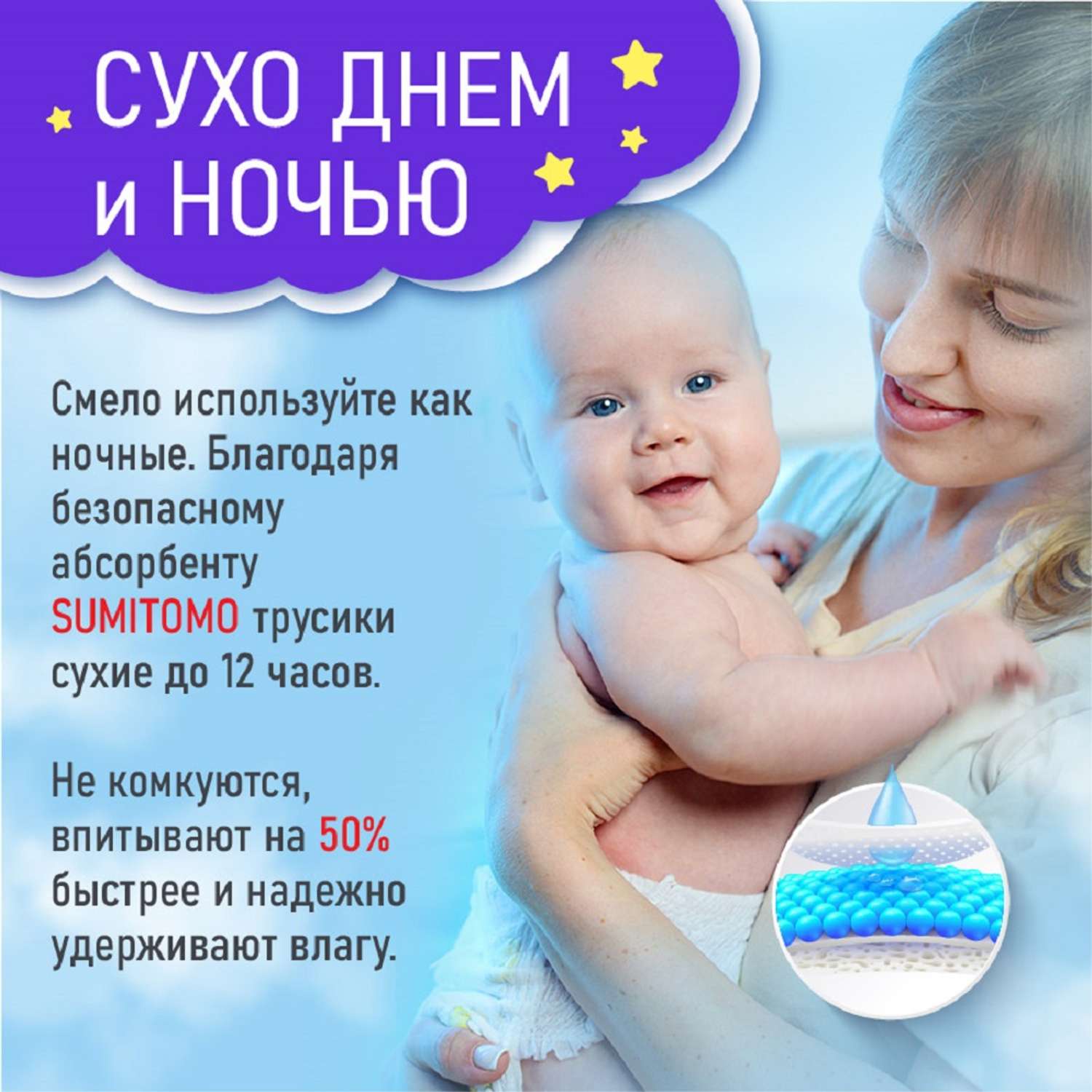 Подгузники трусики Ekitto Ночные 6 размер детские 15-20 кг 32 шт - фото 3