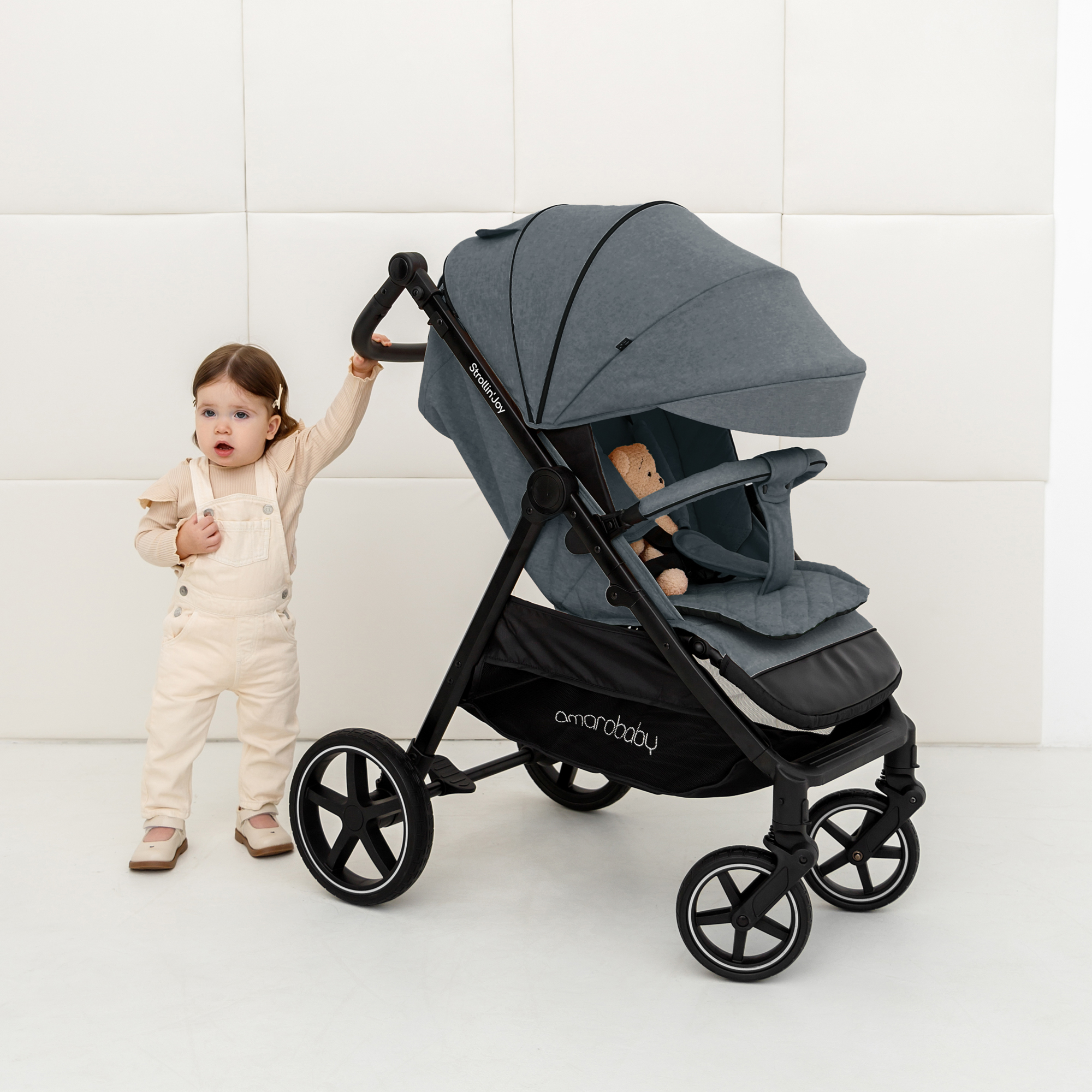 Прогулочная коляска Amarobaby StrollinJoy серый - фото 27