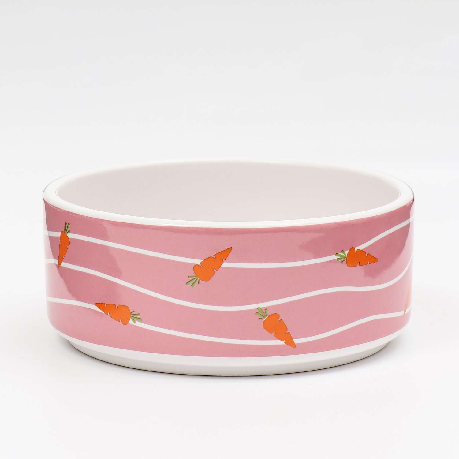 Миска Пижон керамическая «Зайчик с морковками» 300 мл 13x13x5 cм розовая - фото 2