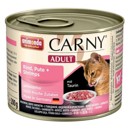 Корм влажный для кошек ANIMONDA 400г Carny с говядиной индейкой и креветками консервированный