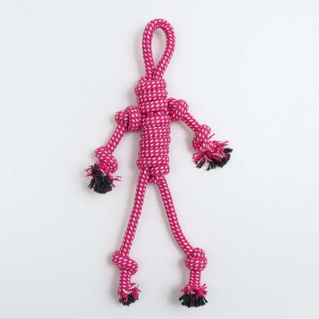 Игрушка Пижон канатная «Человечек» до 30 см 65 г розовая/белая
