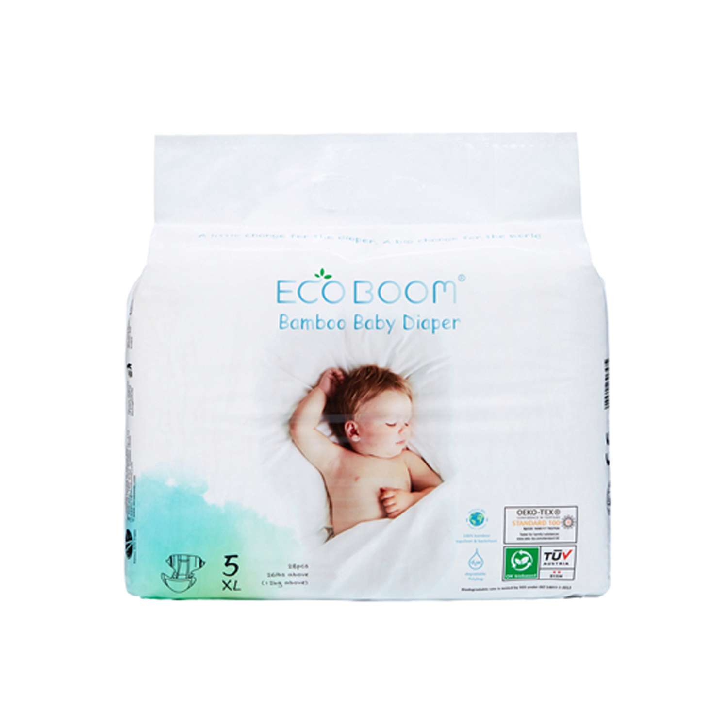 Бамбуковые подгузники детские ECO BOOM размер 5/XL для детей весом 12 кг. и более 28 шт - фото 1