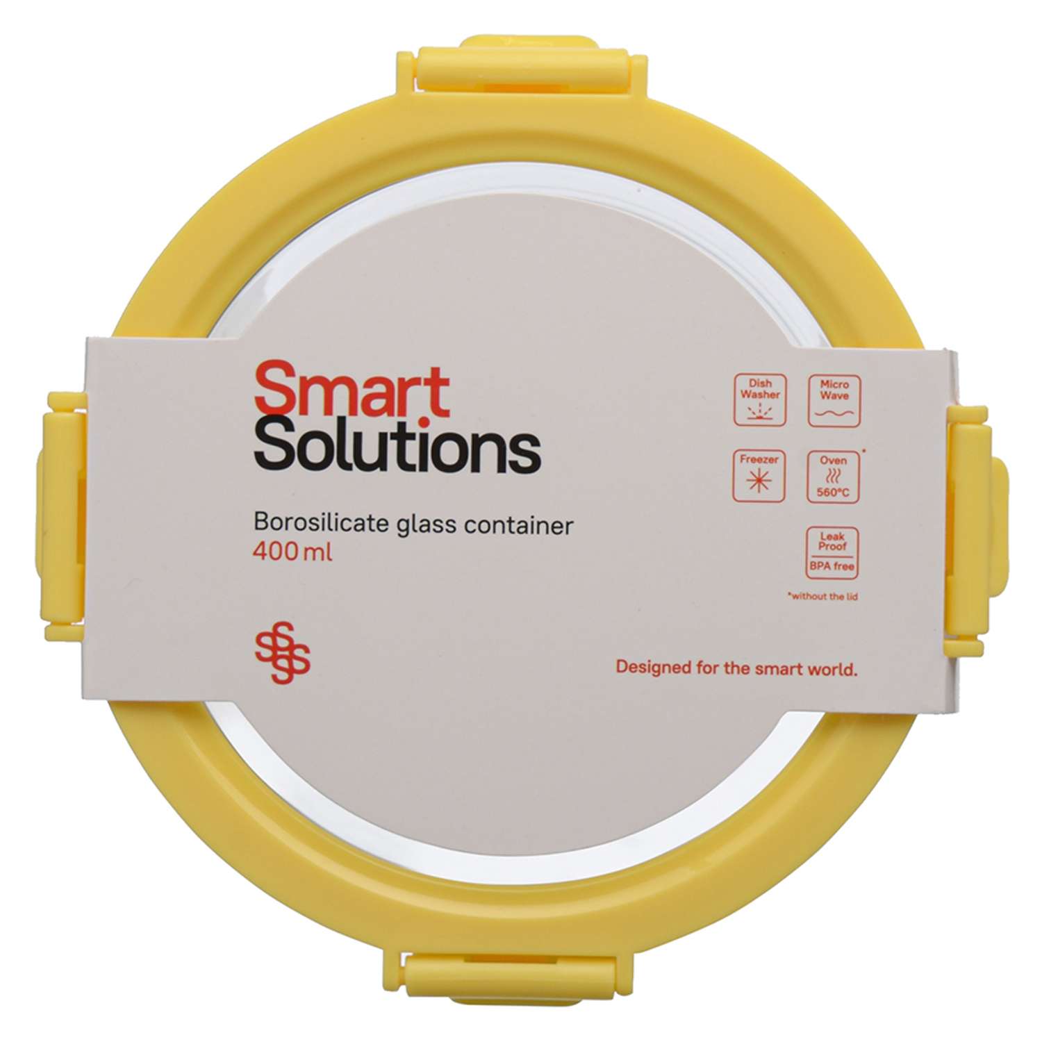 Контейнер для еды Smart Solutions стеклянный 400 мл желтый - фото 6