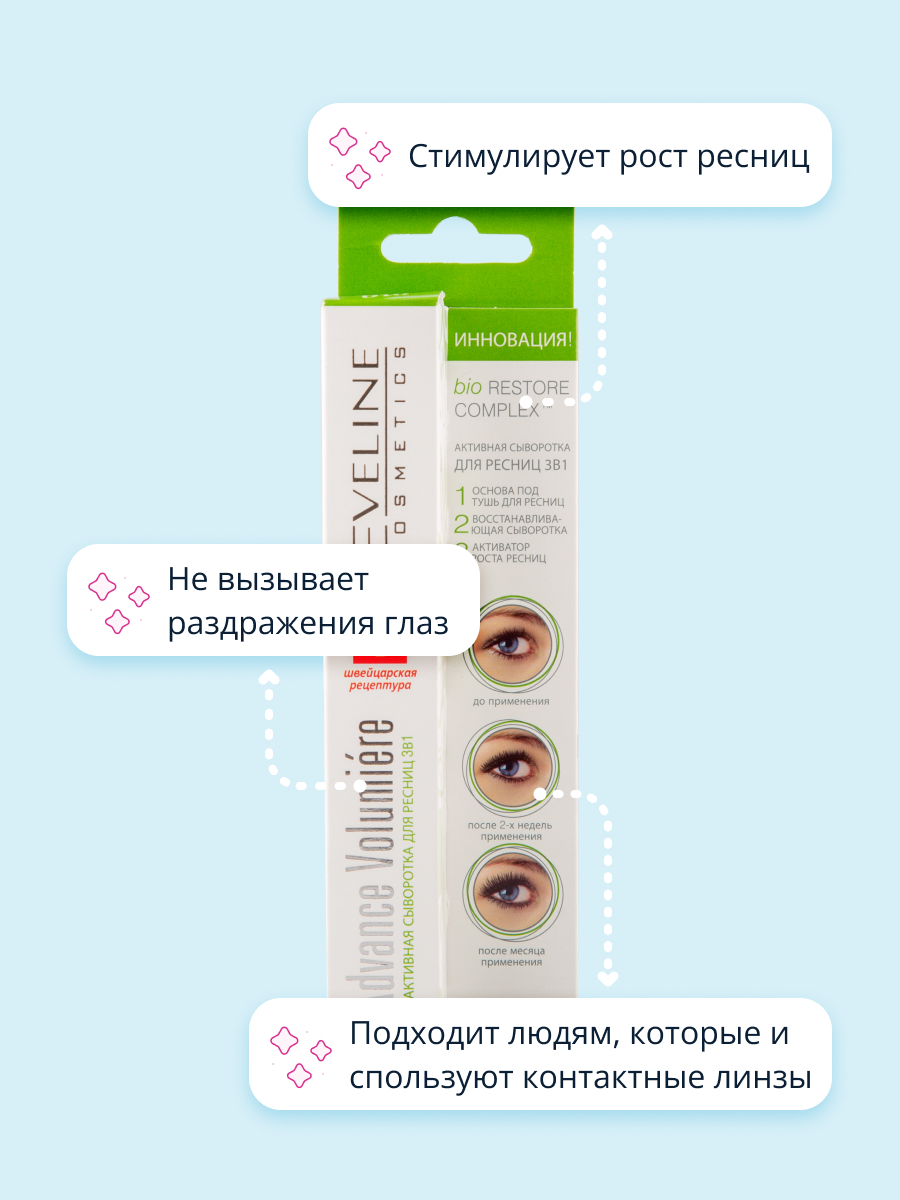 Сыворотка для ресниц EVELINE Advance volumiere 3 в 1 10 мл - фото 3