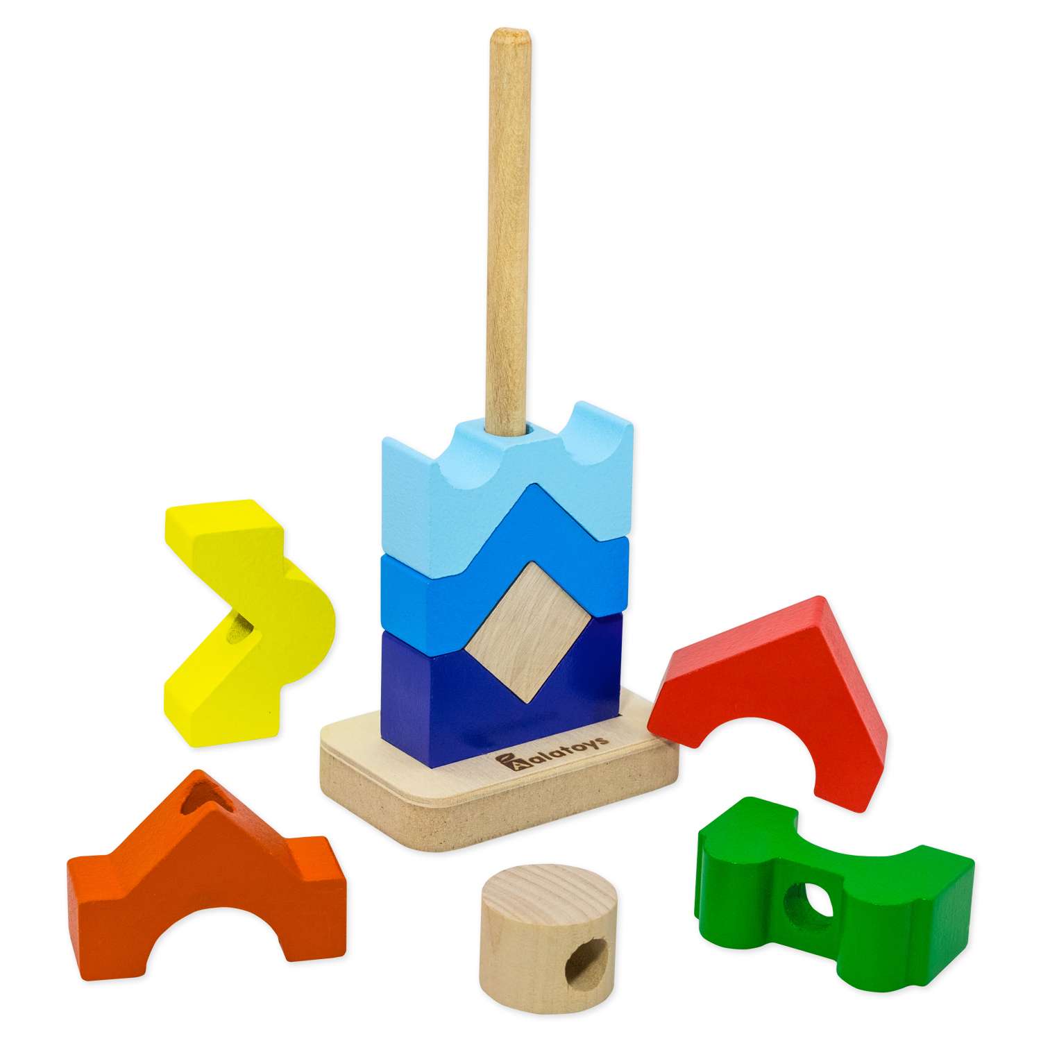 Пирамидка деревянная Башня Alatoys развивающая обучающая Монтессори игрушка для малышей - фото 9