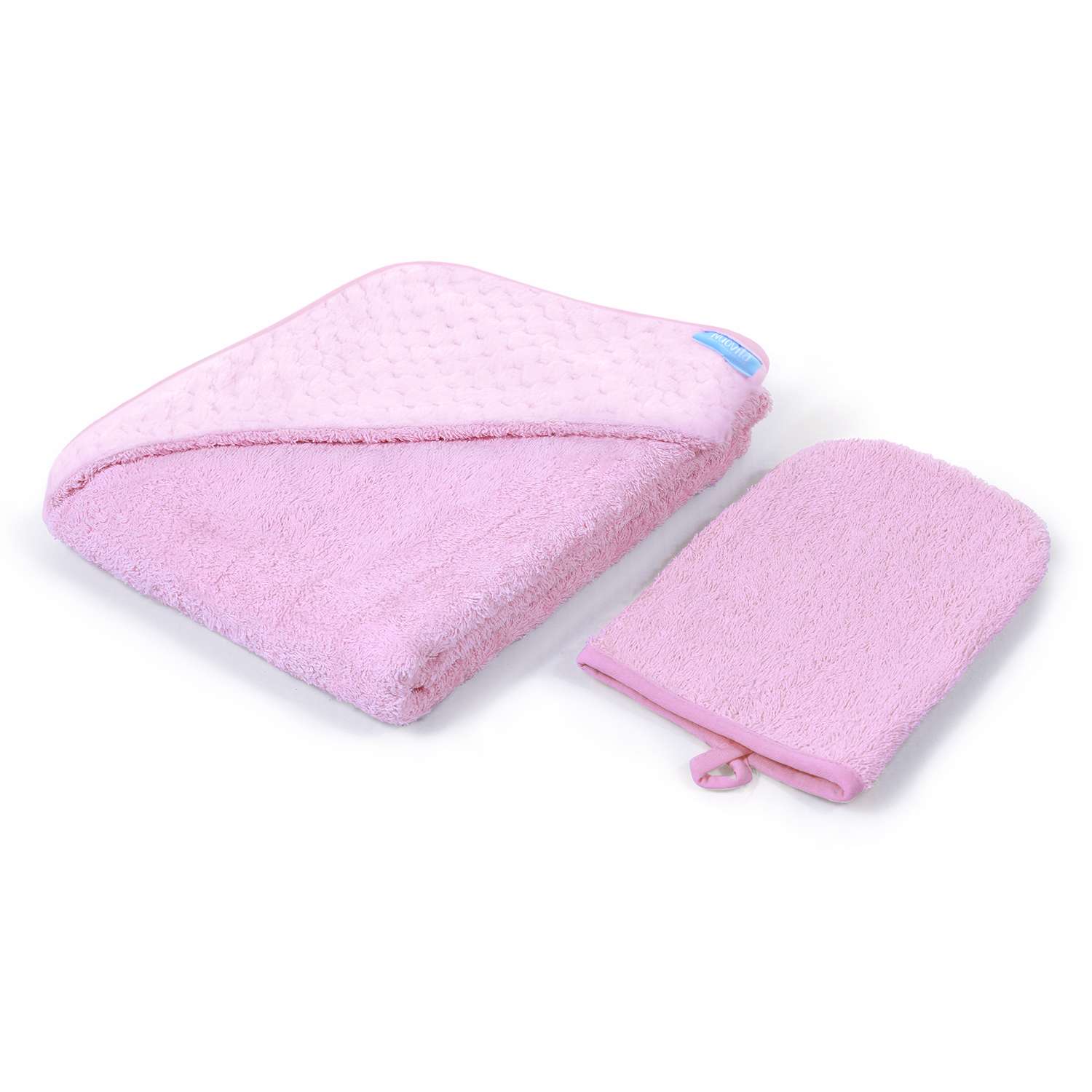 Полотенце Nuovita Grazia Соты с уголком и рукавицей Розовый - фото 1