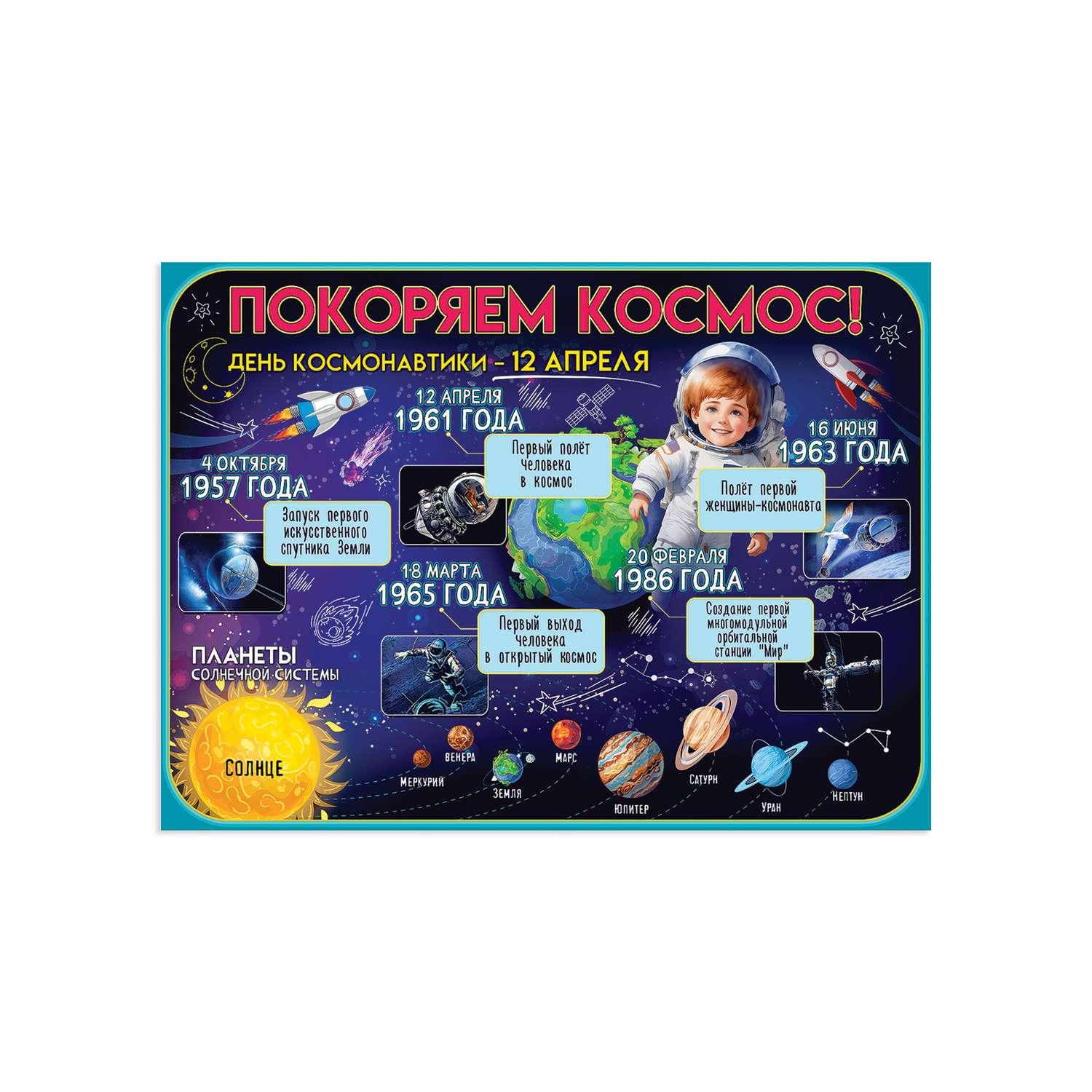 Плакат Праздник школьный на стену солнечная система космос - фото 2