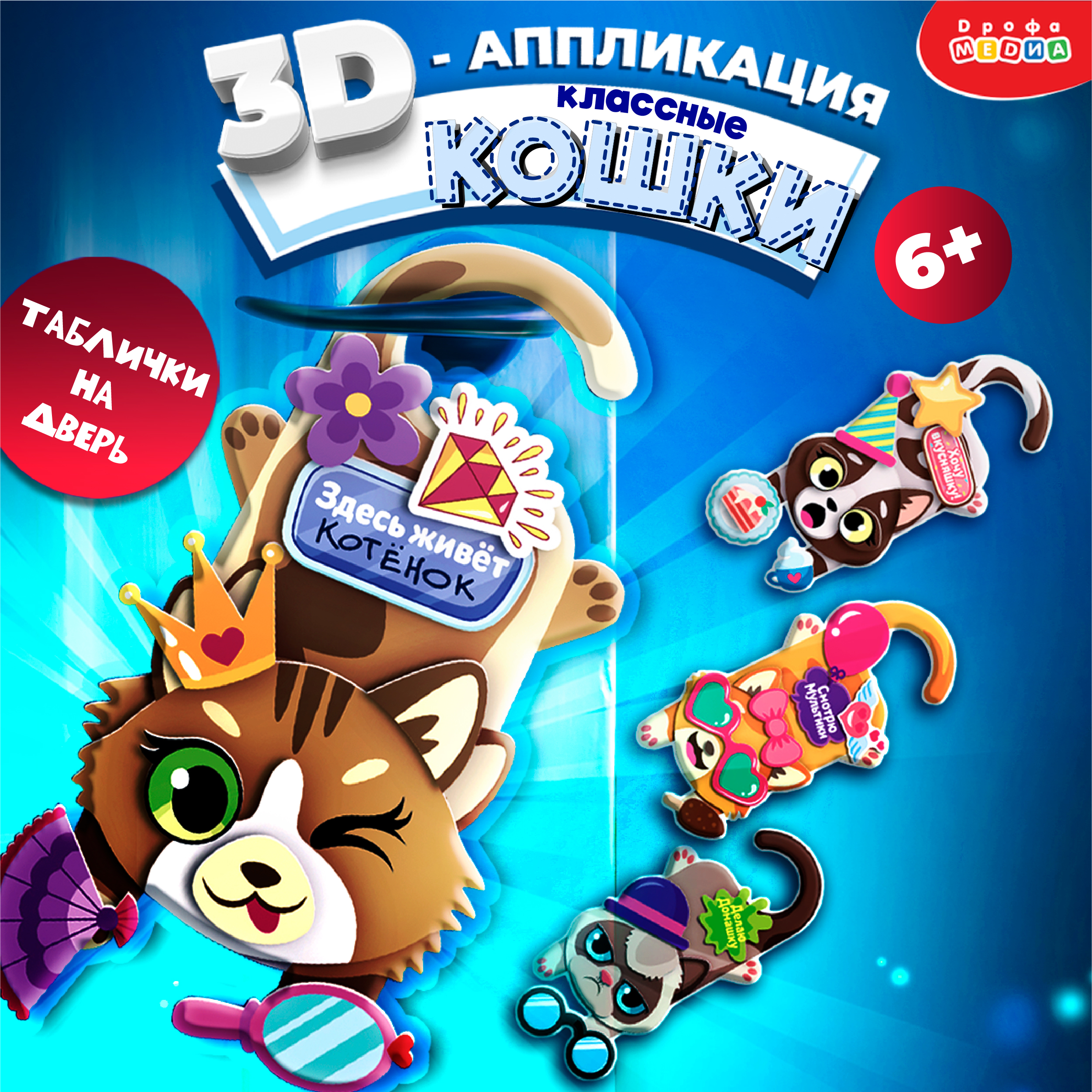 Аппликация 3D Дрофа-Медиа 3D-таблички на дверь. Классные кошки 4370 - фото 2