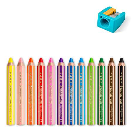 Карандаши цветные STAEDTLER Noris Junior супертолстые 12 цветов с точилкой