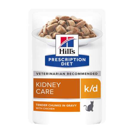 Корм для кошек HILLS 85г Prescription Diet k/d Kidney Care для здоровья почек с курицей пауч