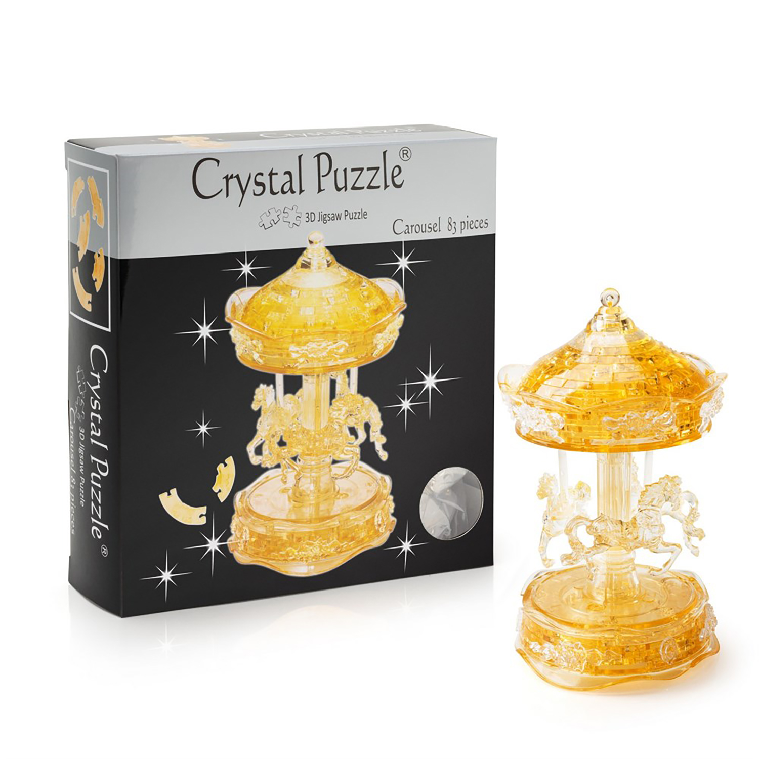 3D-пазл Crystal Puzzle IQ игра для детей кристальная Карусель золотая 83 детали - фото 5