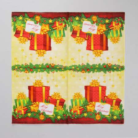 Салфетки бумажные Страна карнавалия «Новогодние подарки» набор 20 шт. 33×33 см