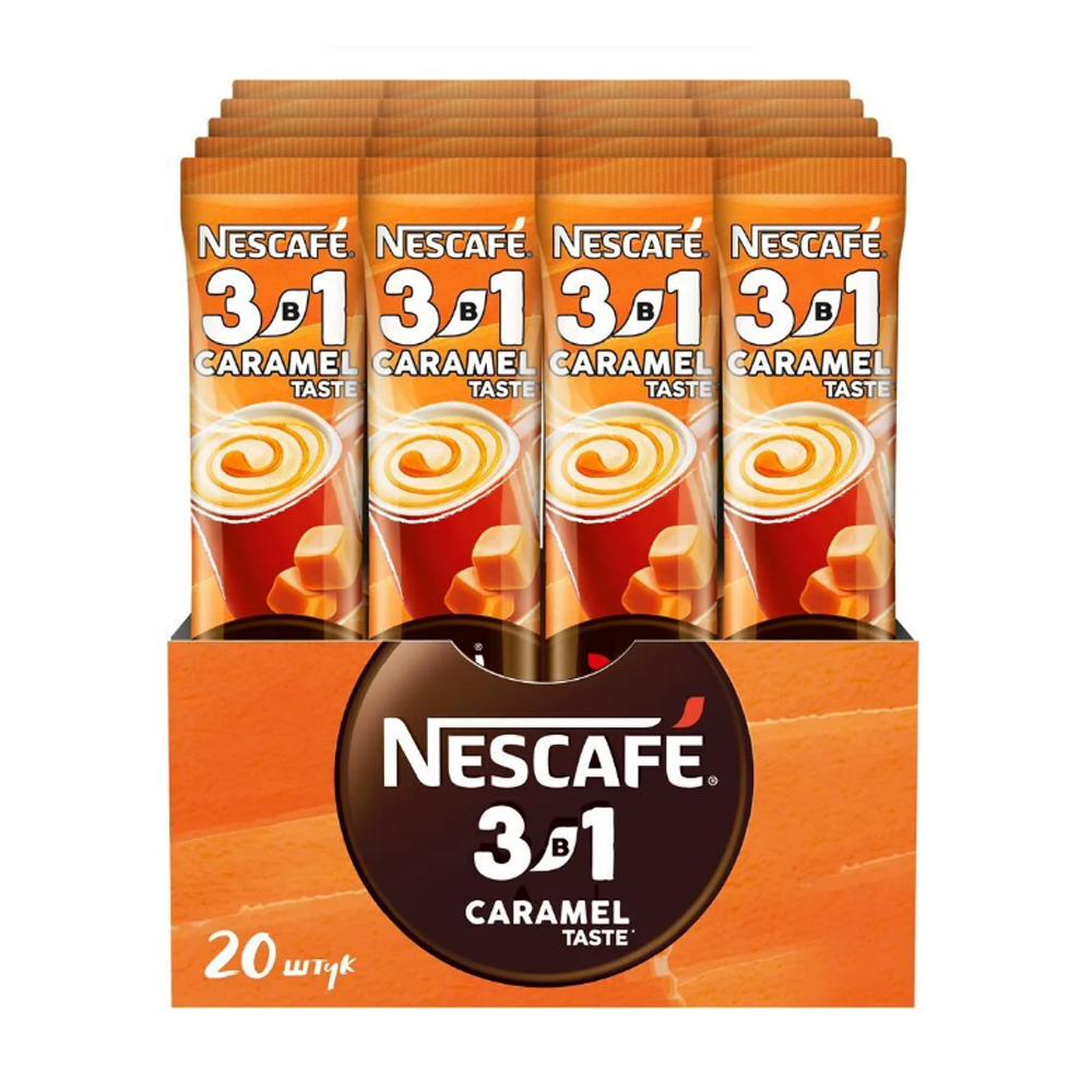 Кофе 3 в 1 Nescafe растворимый карамельный 20 порций - фото 1