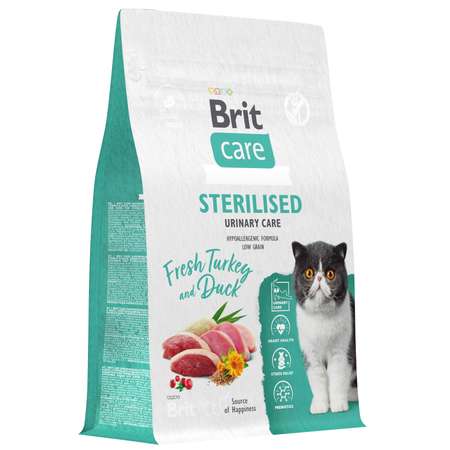 Корм для кошек Brit Care 0.4кг стерилизованных с индейкой и уткой сухой