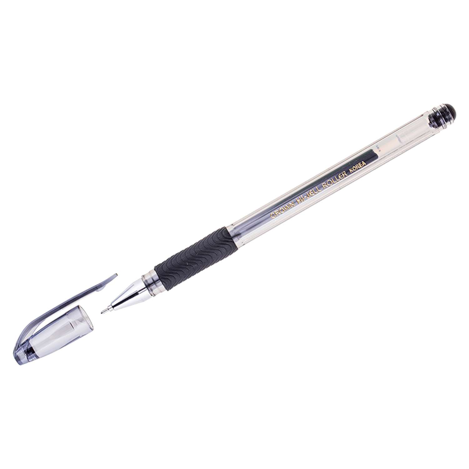 Ручка гелевая CROWN Hi-Jell Needle Grip черная 0.7мм 12 шт - фото 1