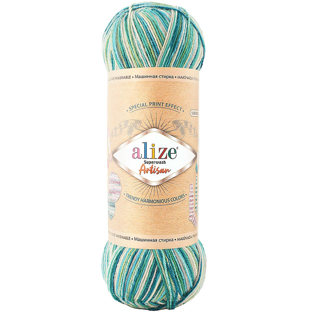 Пряжа Alize тонкая для вязания одежды Superwash Artisan 100 г 420 м 5 мотков 9001 секционный - фото 4