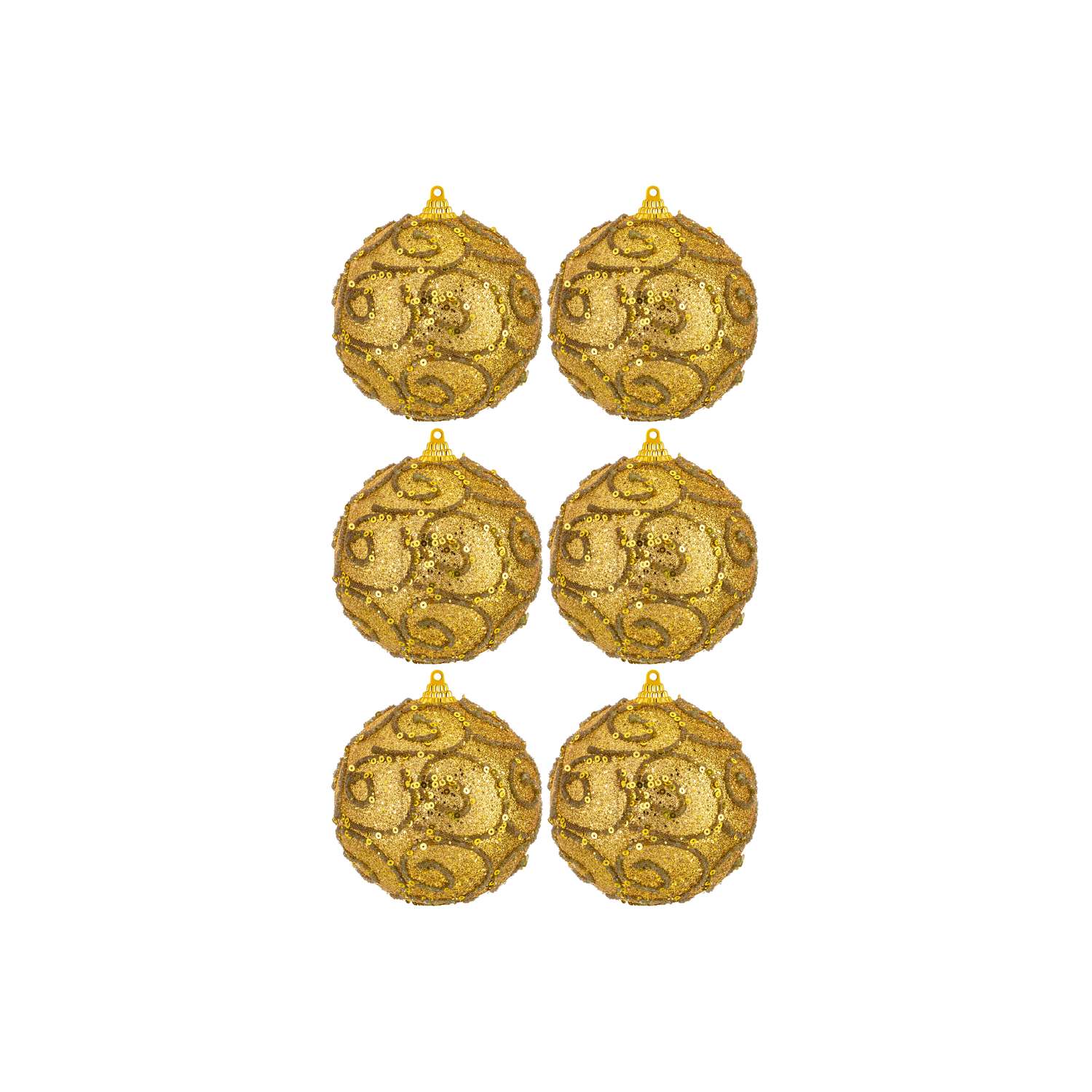 Набор Elan Gallery 6 новогодних шаров 9.5х9.5 см Вензеля золото - фото 4