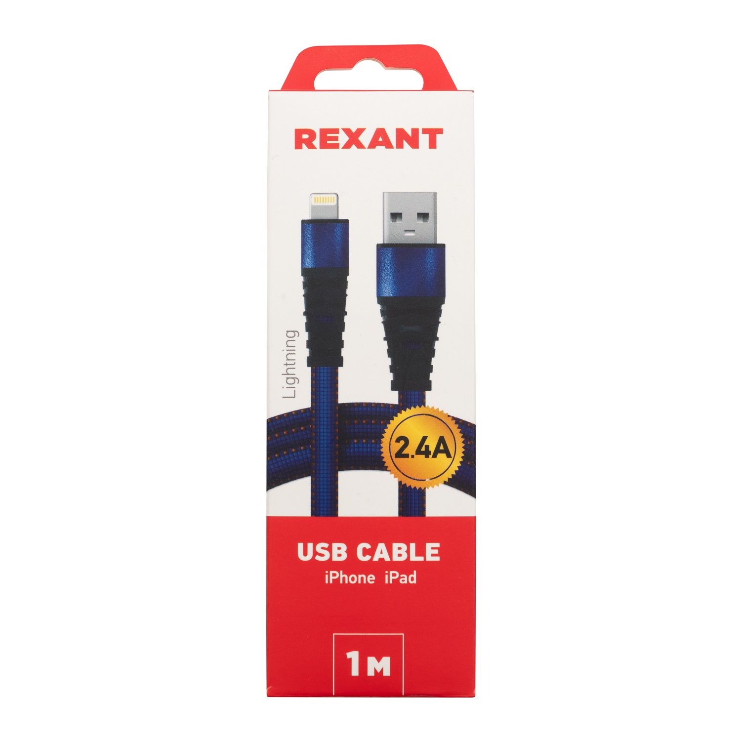 Кабель REXANT USB - Lightning 1 метр в синей нейлоновой оплетке - фото 3