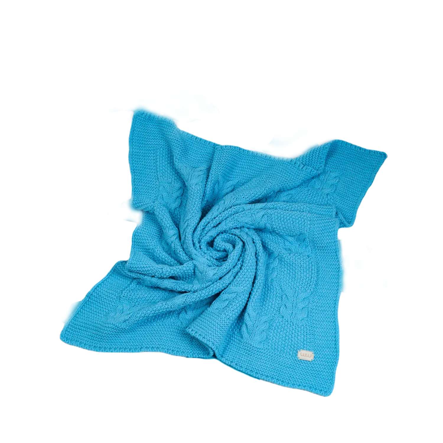 Плед-покрывало детский вязаный WARM WHIFF D-35 голубой на выписку в коляску в кроватку 90x110 - фото 1