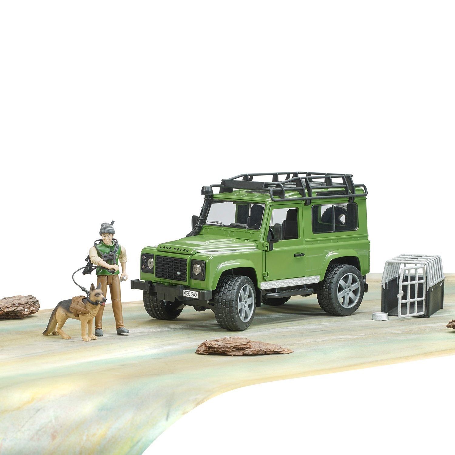 Автомобиль Bruder Land Rover Defender с фигуркой 1:16 зеленый 2587 - фото 7