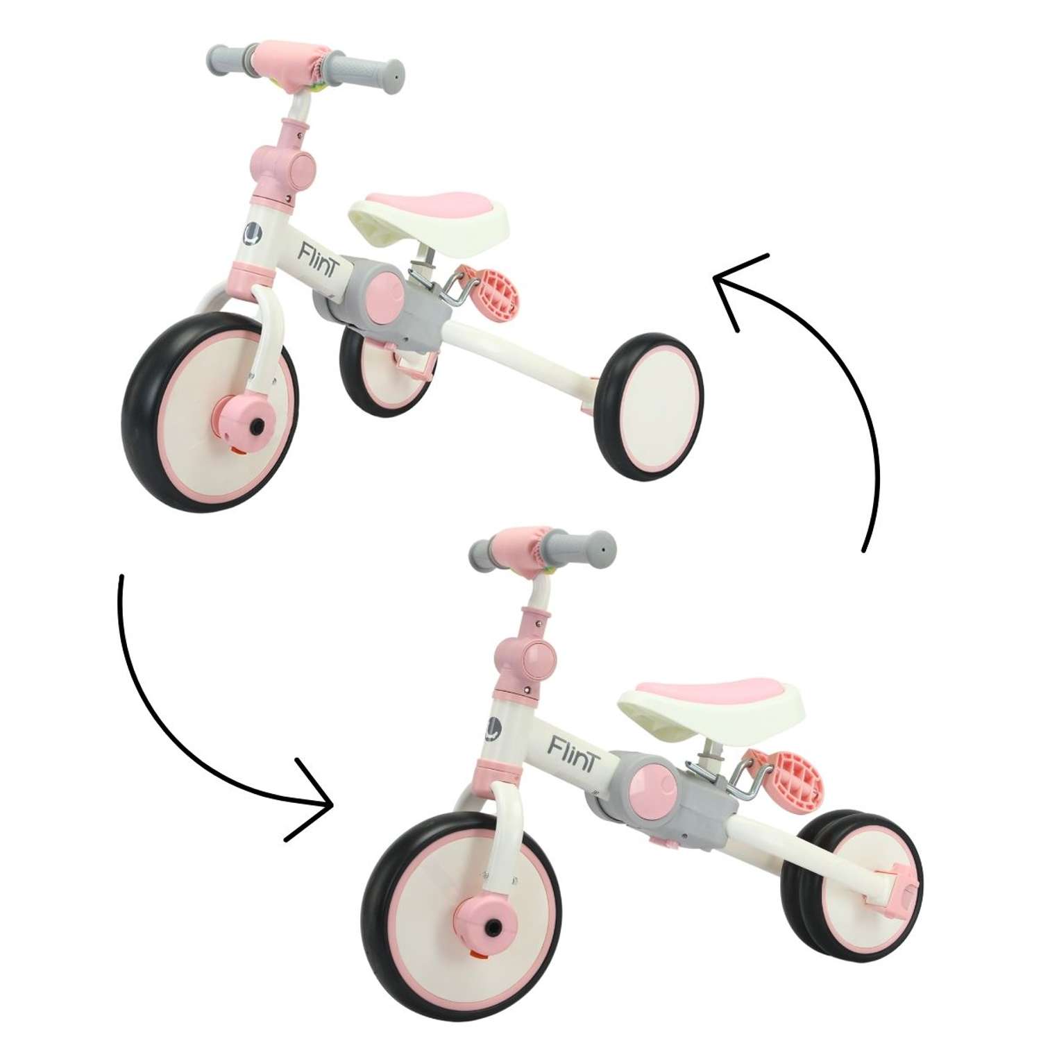 Беговел-велосипед 4в1 детский Bubago Flint бело-розовый - фото 5