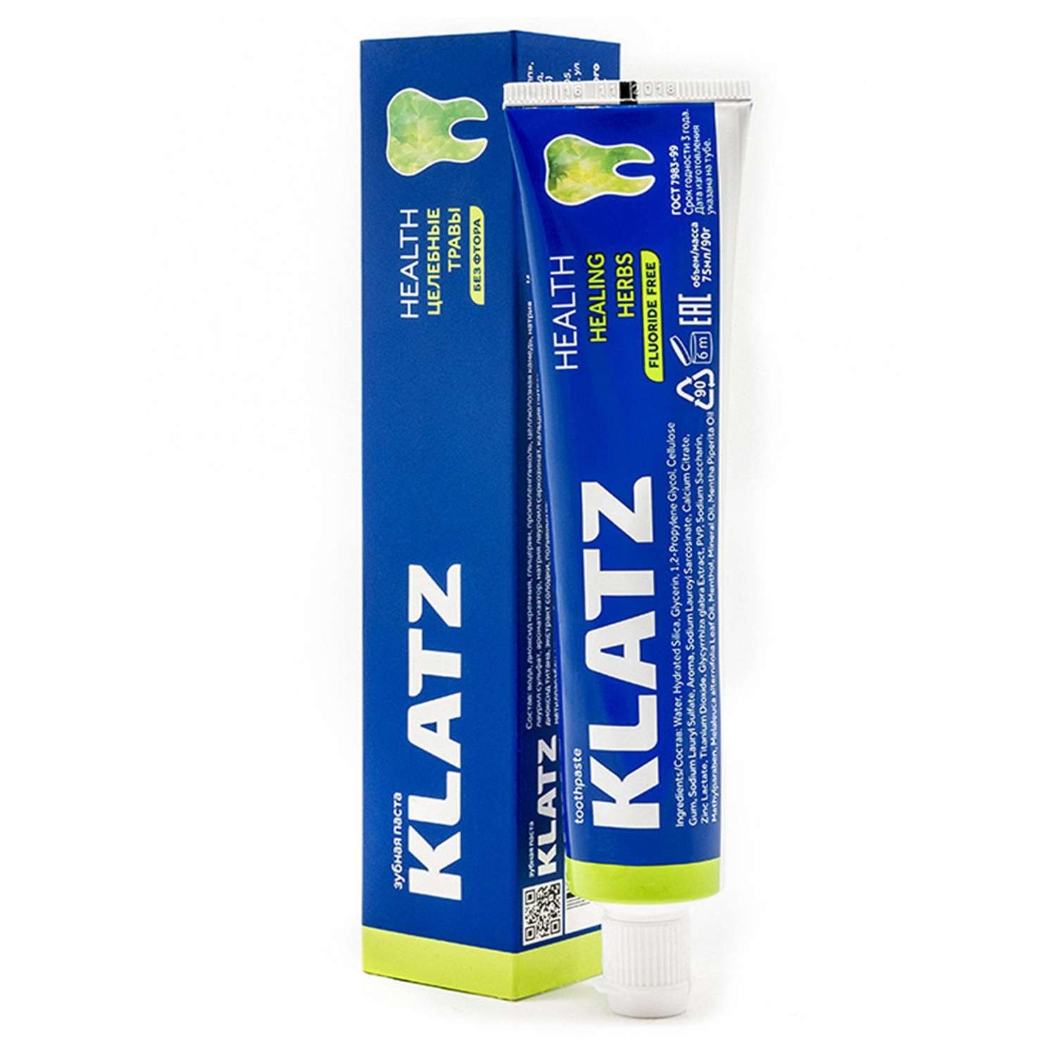 Зубная паста KLATZ HEALTH Целебные травы без фтора 75 мл - фото 1