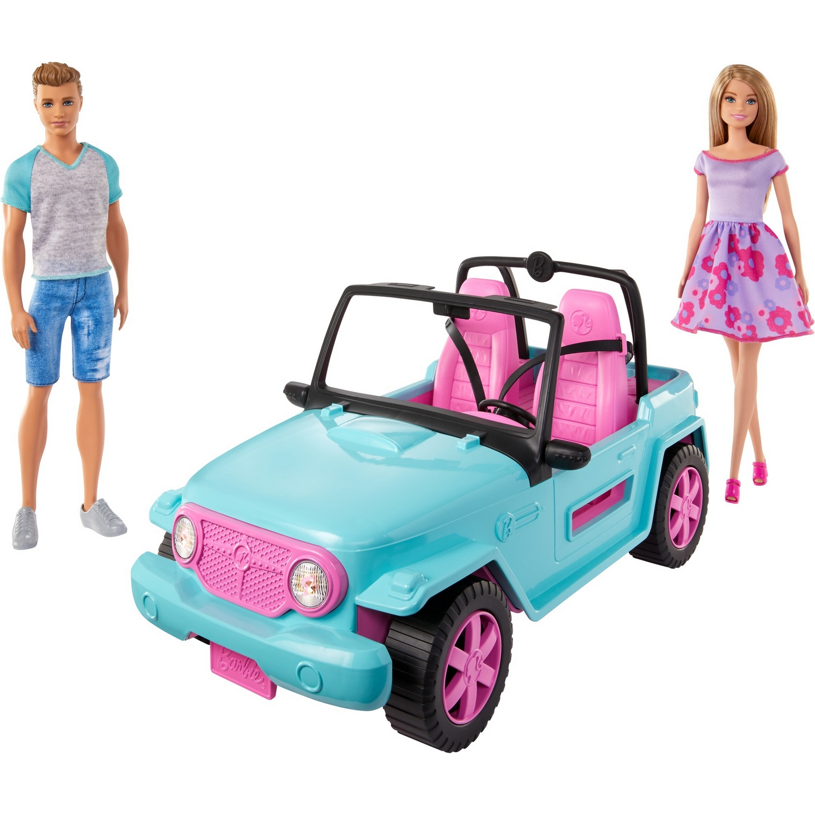 Набор игровой Barbie Семья Барби и Кен на машине GHT35 купить по цене 999 ₽  в интернет-магазине Детский мир