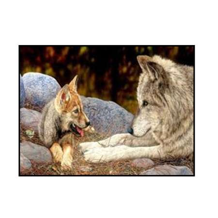Алмазная мозаика Seichi Волк с волчонком 30х40 см