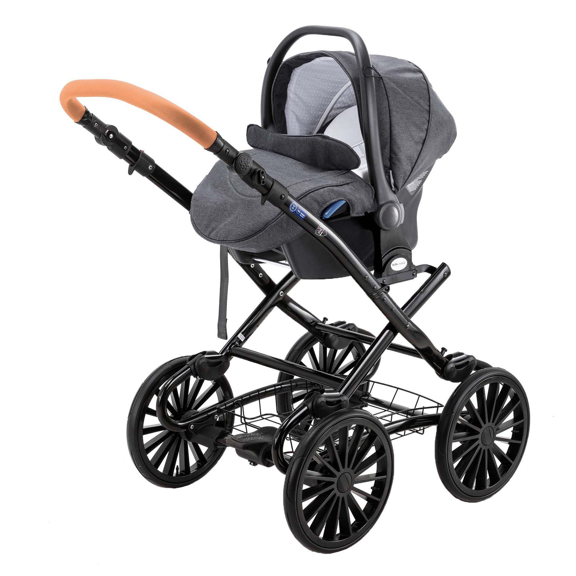 Коляска 3в1 BeBe-mobile Ines C and G A22 Темно-серый+Черно-белые круги+Карамельная кожа - фото 3