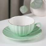 Чайная пара Доляна Вивьен чашка 200 мл блюдце цвет зеленый