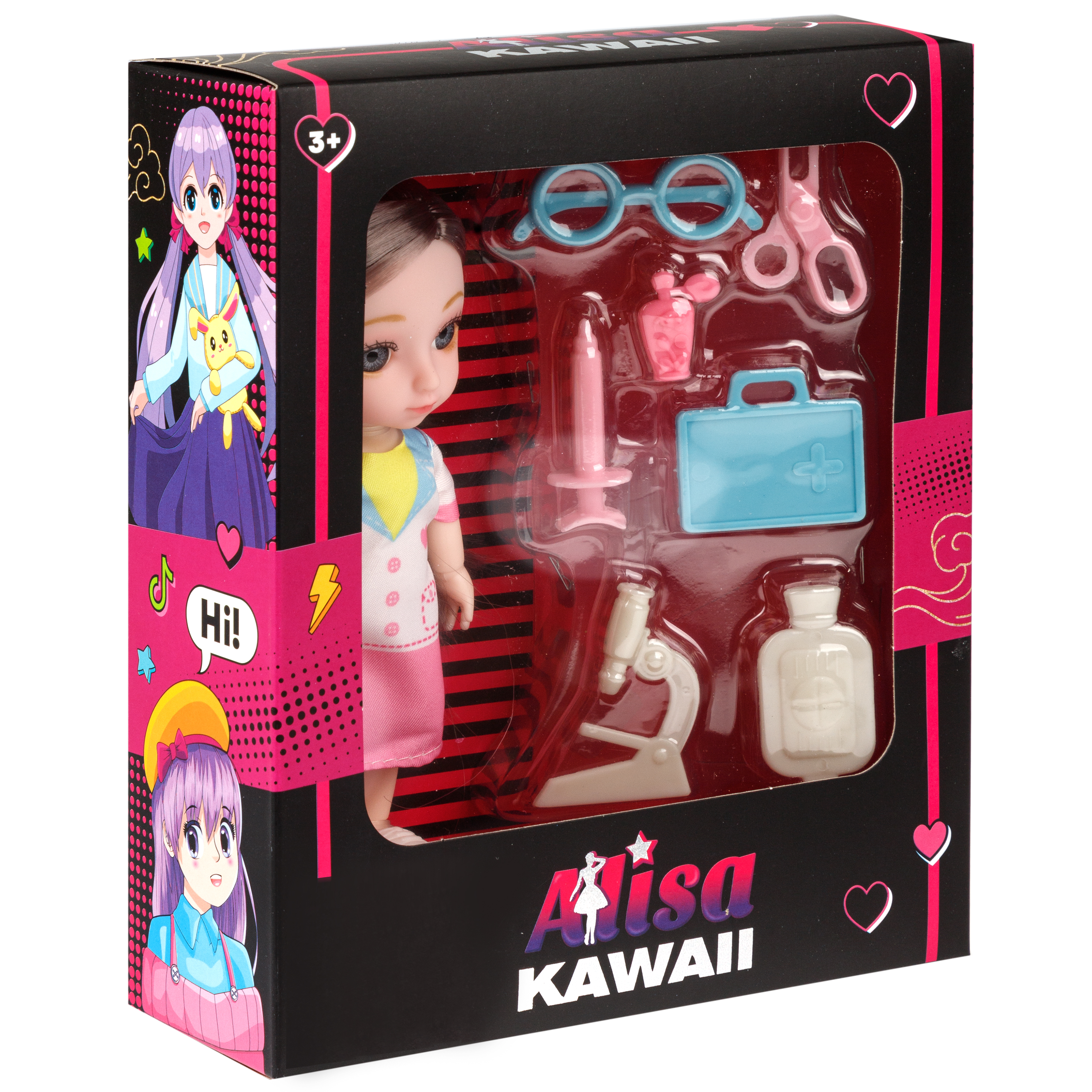 Кукла шарнирная 15 см 1TOY Alisa Kawaii доктор с длинными волосами брюнетка с аксессуарами Т24355 - фото 17