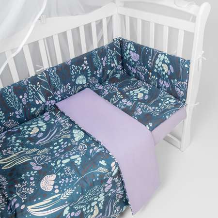 Бортик в кроватку AmaroBaby на молнии: 4 подушки AmaroBaby Flower dreams фиолетовый